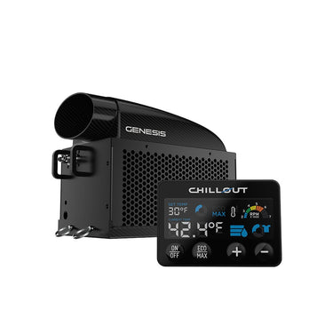 Chillout Genesis system paired with touchscreen controller display showing temp and fan settings